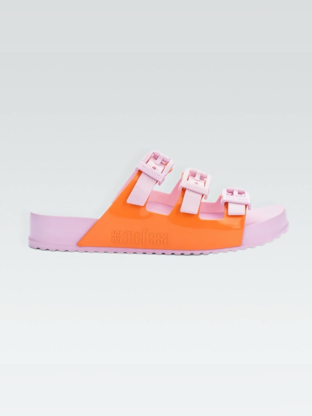 NIB Melissa Pink and Orange “Cozy Stripe”Slide Sandals